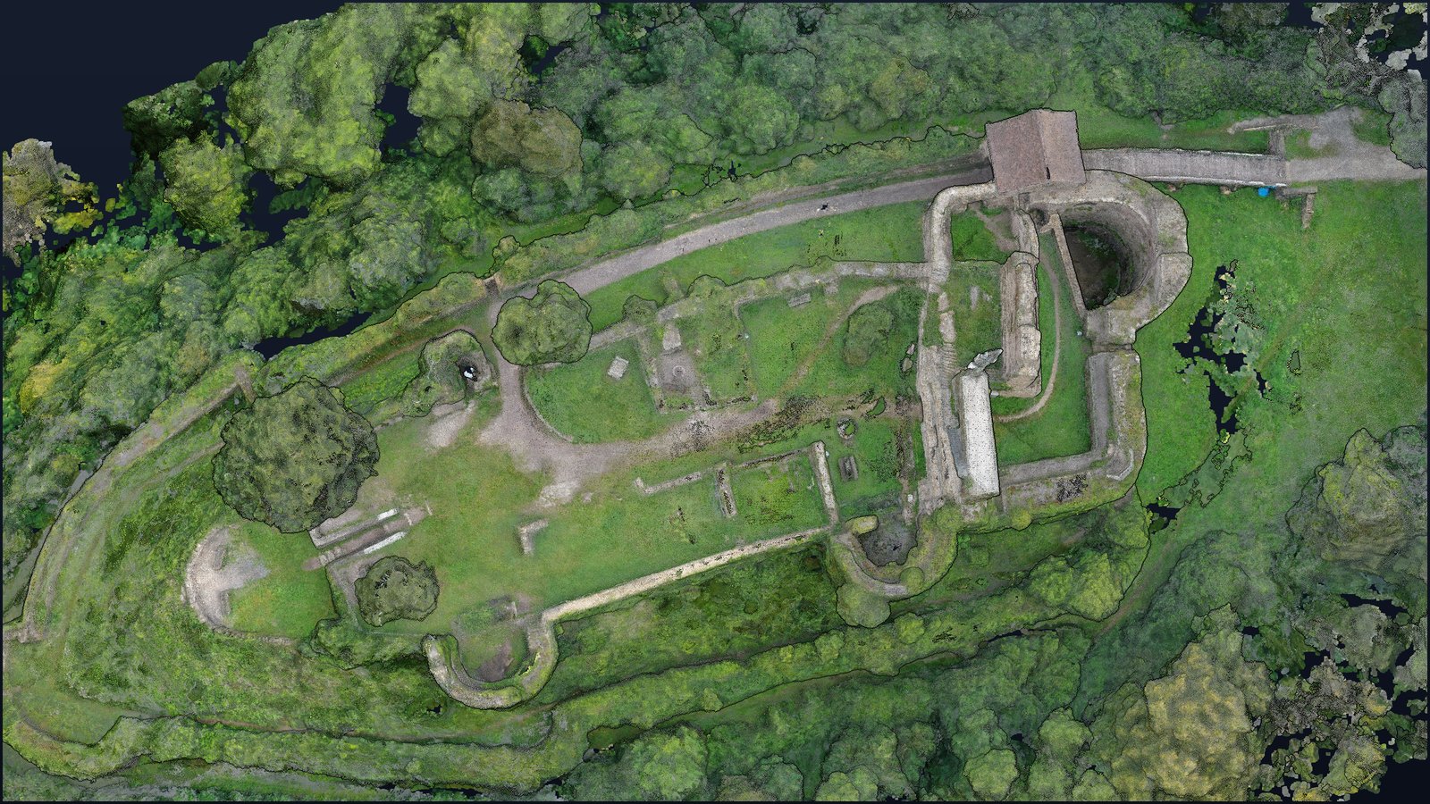 Küssaburg — Drone model: top view showing the layout of the site