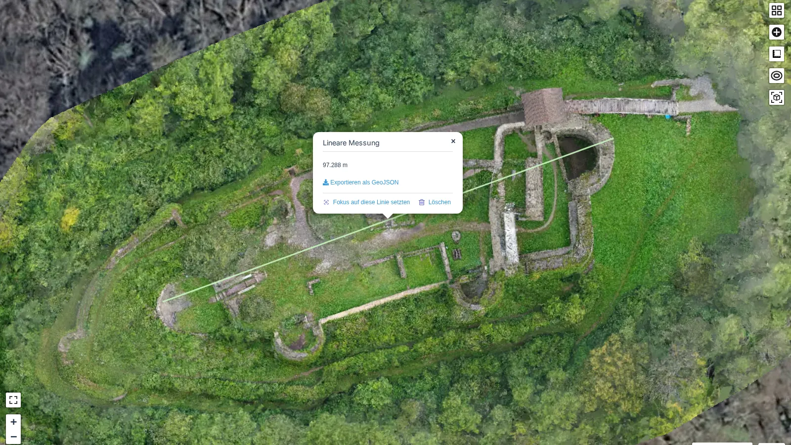 Küssaburg — Streckenmessung in der Karte