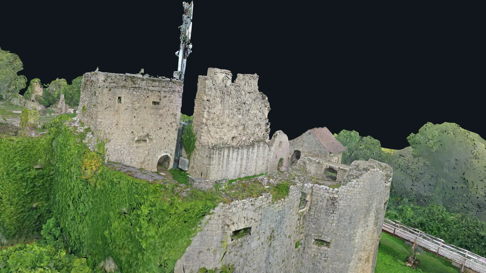Küssaburg — Strukturmodell: Bergfried in der Nahansicht