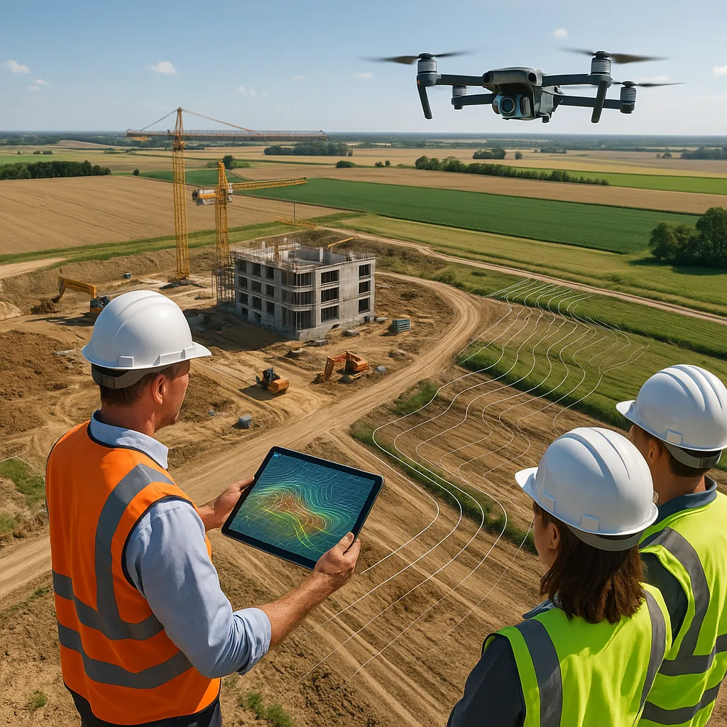 Drone surveying: RTK drone capturing a site for construction planning
