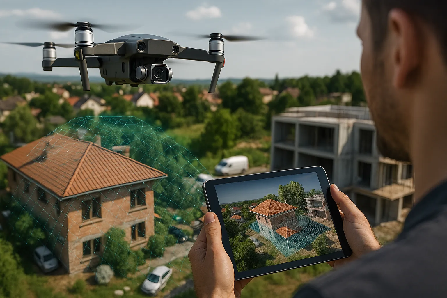 Matterport scanner in use capturing a 3D indoor space