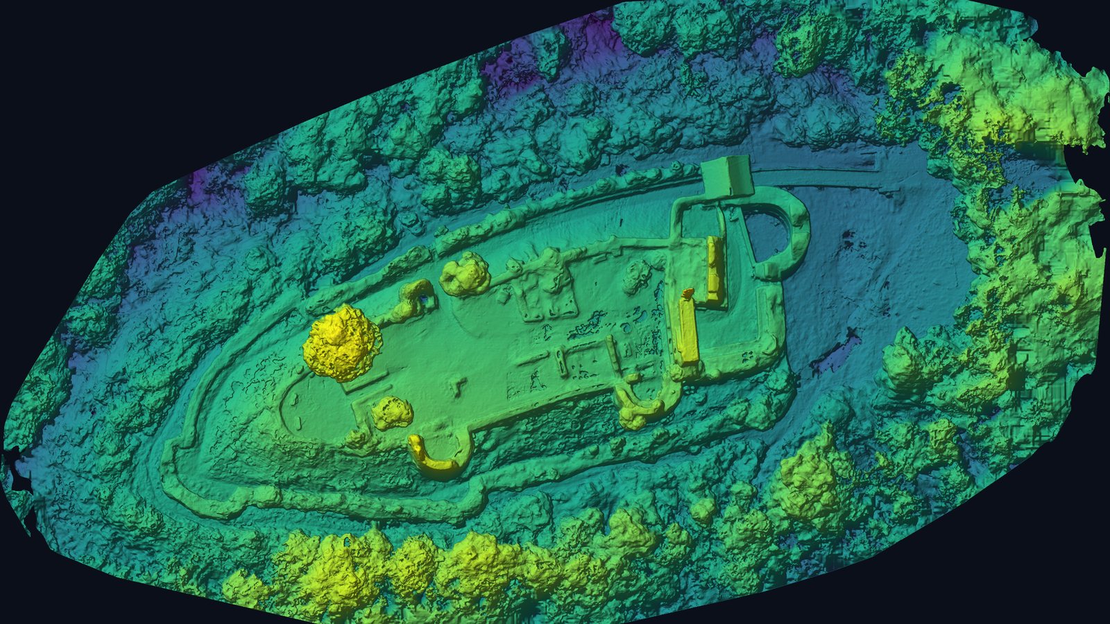 Colour-coded surface model of the Küssaburg castle ruin