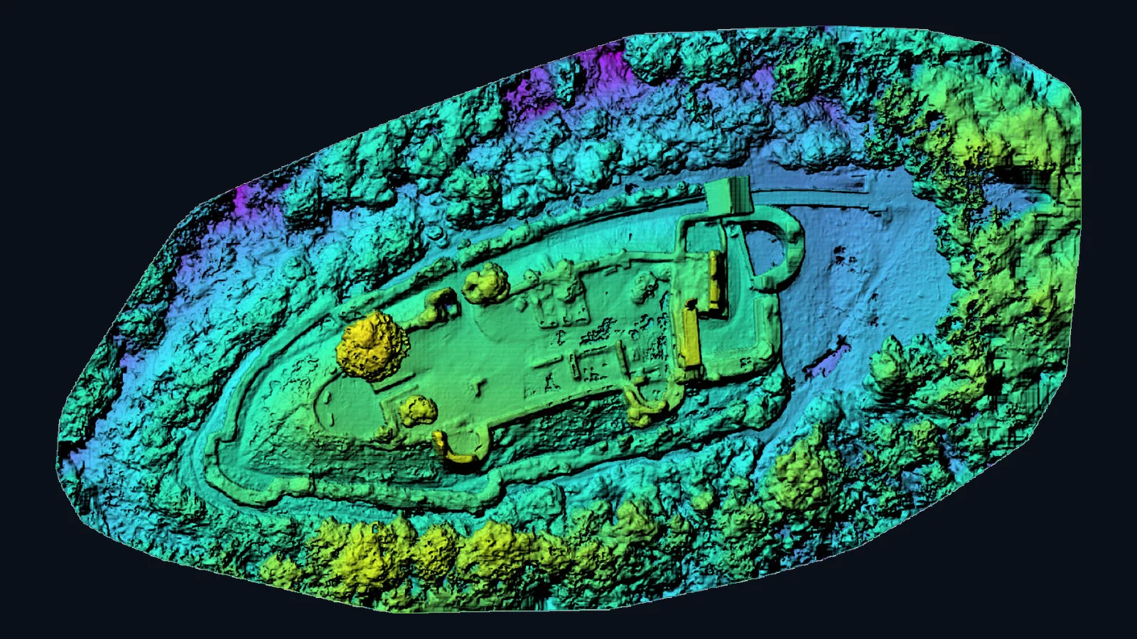 Colour elevation model of the Küssaburg castle ruin from the drone survey