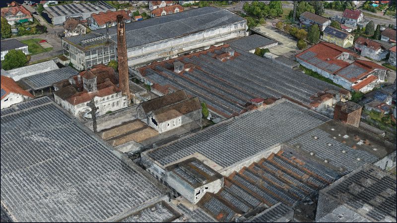 Lauffenmühle — Sommer 2023: Fabrik mit Schornstein